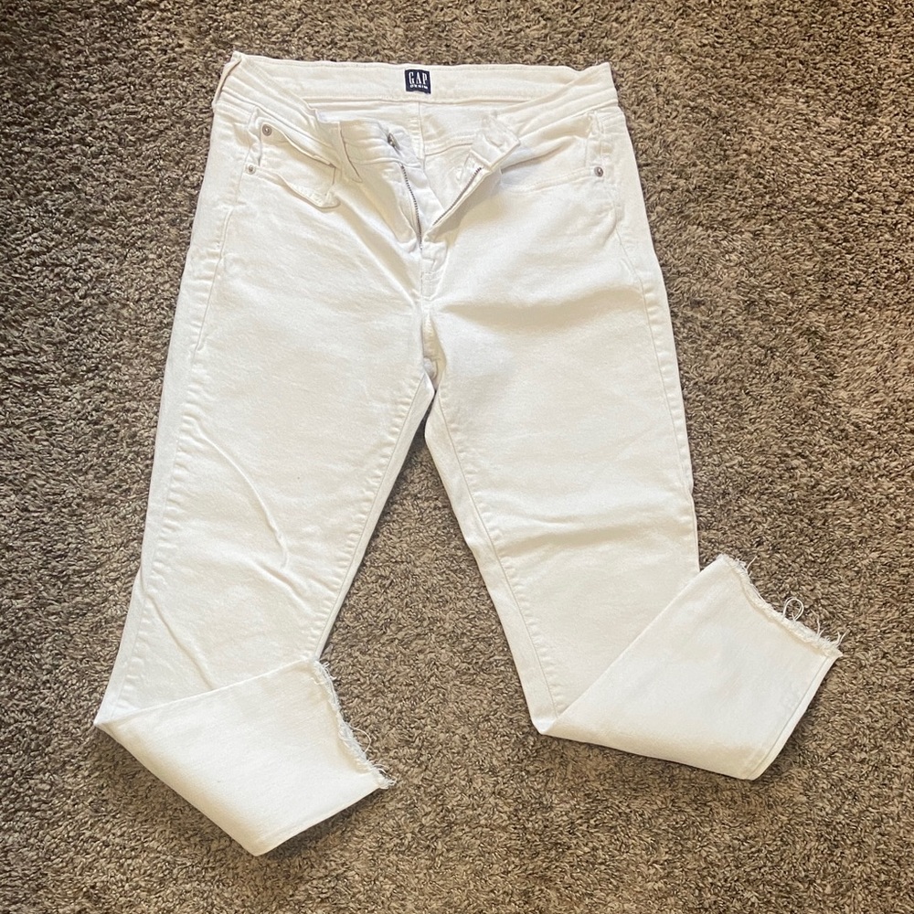 GAP White Denim Jeans with Raw Hem